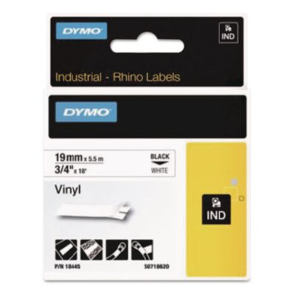 DYMO® TAPE,3/4",VINYL,19MM,WH 18445