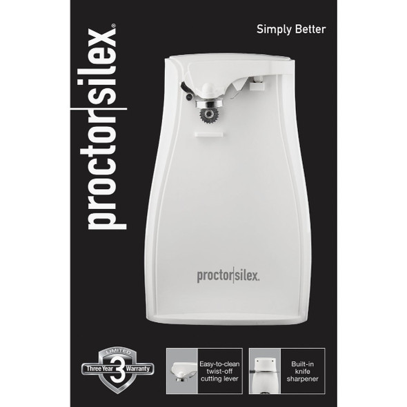 Proctor Silex Power Opener White Electric Can Opener 75224G 638876