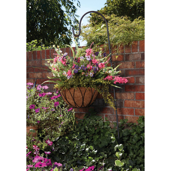 Best Garden 14 In. Steel Rod Black Powder Coat Hanging Plant Basket Best Garden 14 In. Steel Rod Black Powder Coat Hanging Plant Basket