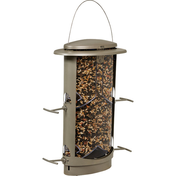 Squirrel X1 Tan Plastic 4.2 Lb. Capacity Elliptical Tube Bird Feeder 11-SQU-X-1