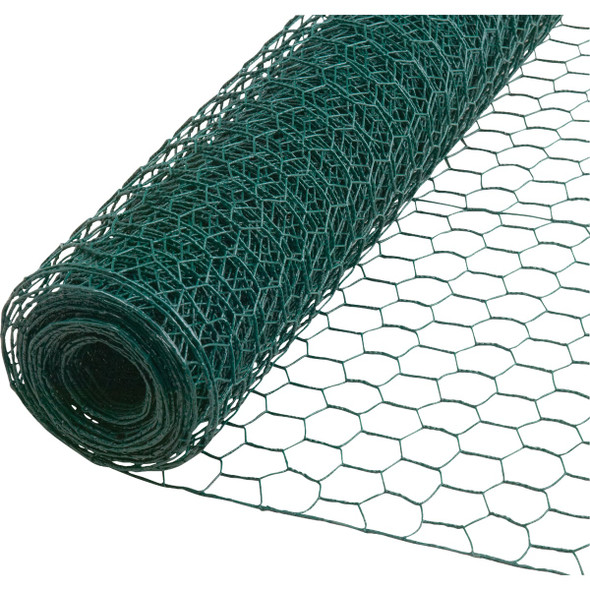 1 In. x 24 In. H. x 25 Ft. L. Green Vinyl-Coated Poultry Netting 741892