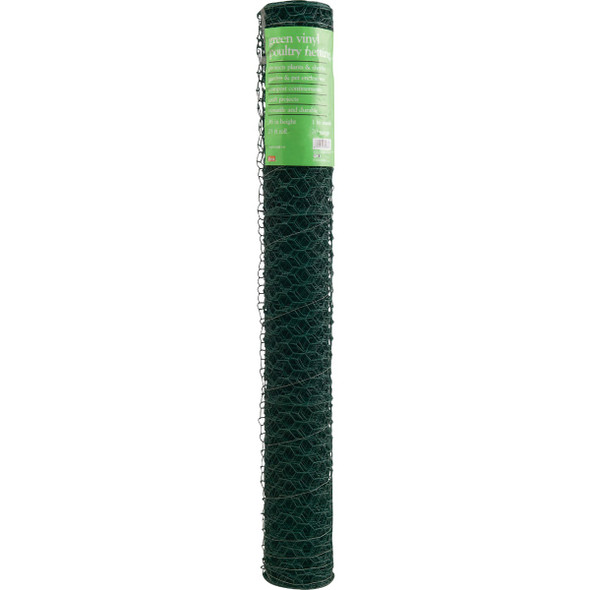 1 In. x 36 In. H. x 25 Ft. L. Green Vinyl-Coated Poultry Netting 1 In. x 36 In. H. x 25 Ft. L. Green Vinyl-Coated Poultry Netting