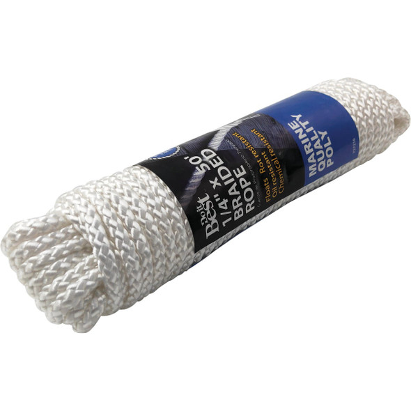 Do it Best 1-4 In. x 50 Ft. White Solid Braided Polypropylene Packaged Rope 737216 737216