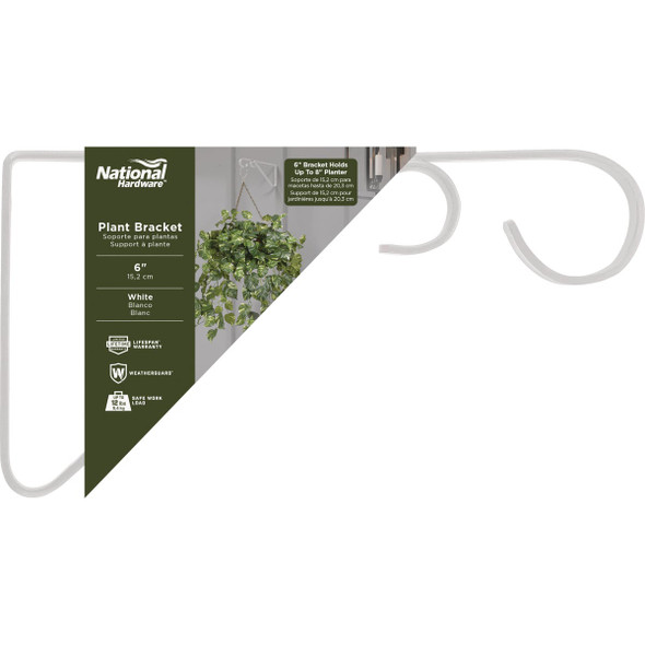 National Hardware 6 In. White Steel Hanging Plant Bracket National Hardware 6 In. White Steel Hanging Plant Bracket