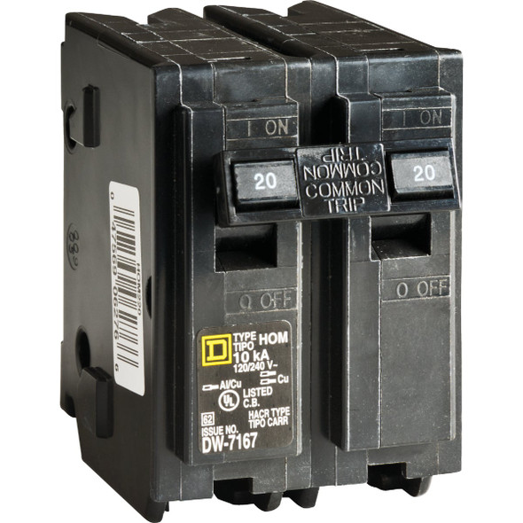 Square D Homeline 20A Double-Pole Standard Trip Circuit Breaker HOM220CP