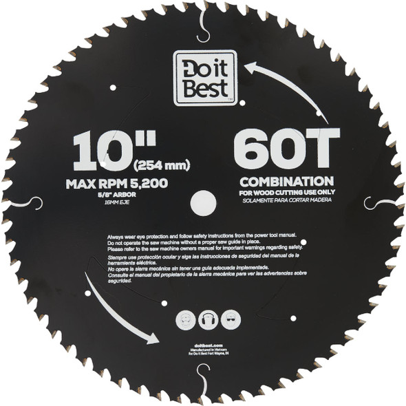 Do it Best 10 In. 60-Tooth Combination Circular Saw Blade QJDIB-CS-015 325988