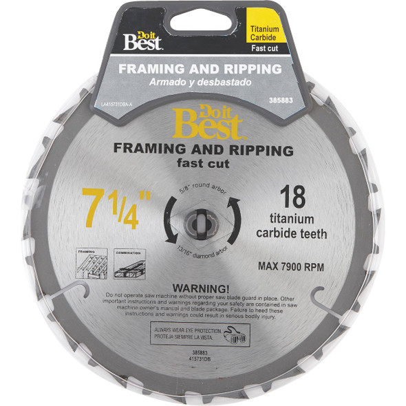 Do it Best Professional 7-1/4 In. 18-Tooth Ripping Circular Saw Blade 415731DB