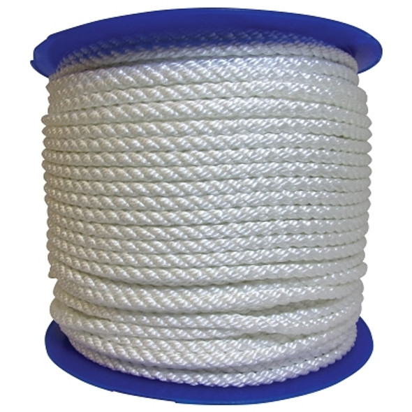 Twisted Nylon Ropes, 3/8 in x 600 ft, Nylon, White