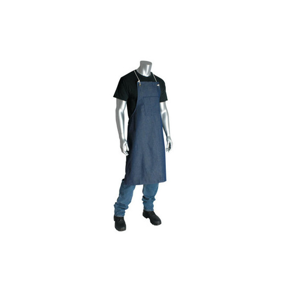 Blue Denim Apron, 28 in W x 36.5 in L, Blue