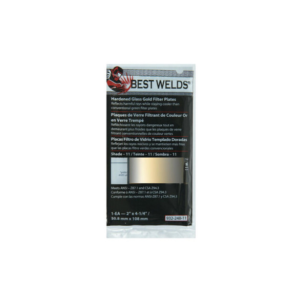 Hardened Glass Gold Filter Plate, Gold/11, 2 in x 4-1/4 in