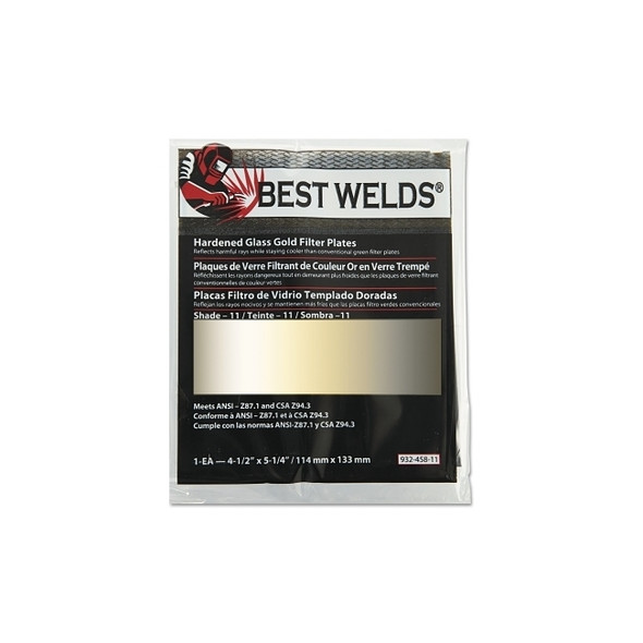 Hardened Glass Gold Filter Plate, Gold/11, 4.5 in x 5.25 in, SH11, Glass