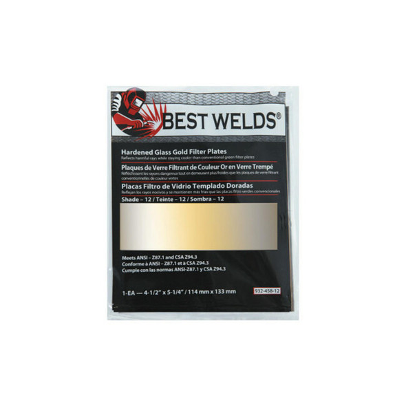 Hardened Glass Gold Filter Plate, Gold/12, 4.5 in x 5.25 in, SH12, Glass