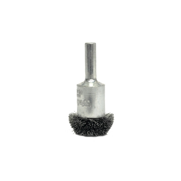 Stem-Mounted Circular Flared End Brush, Stainless, 16,000 RPM, 3 in x 0.008 in