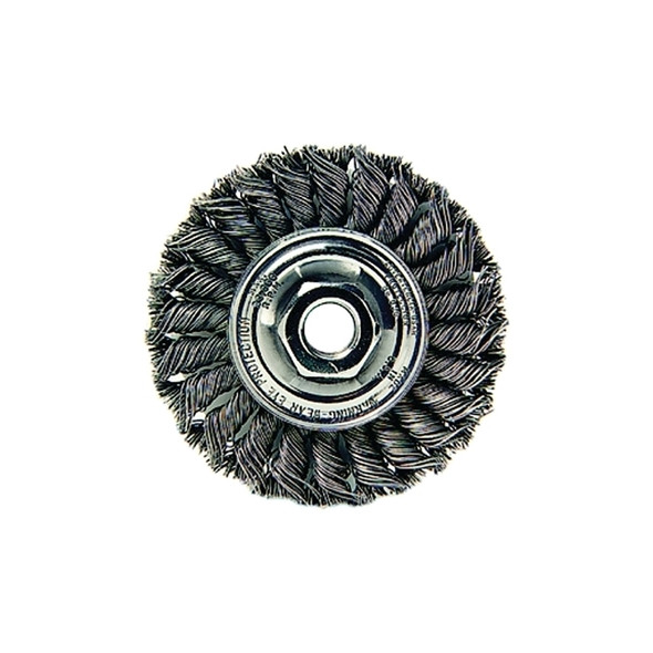 Standard Twist Knot Wire Wheel, 4 in dia x 1/2 in W Face, 0.020 in Steel Wire, 20000 RPM