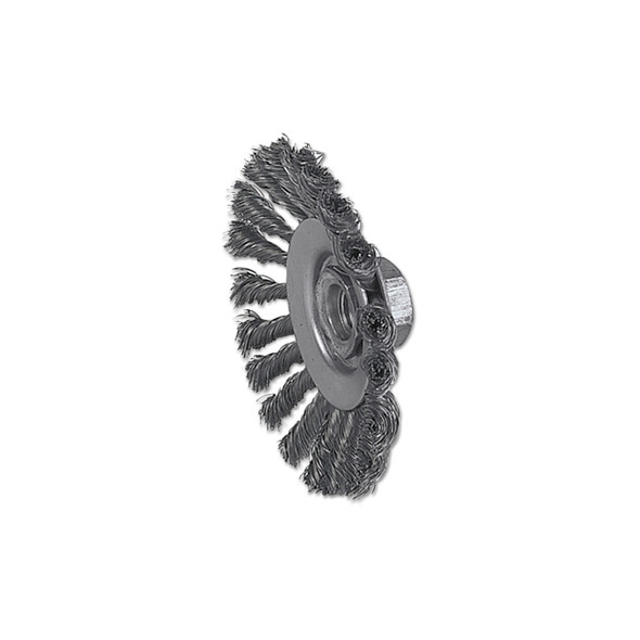 Knot Wire Bevel Wheel, 4 1/2 in D x 3/8 W, .014 in Stainless Steel, 12,500 rpm