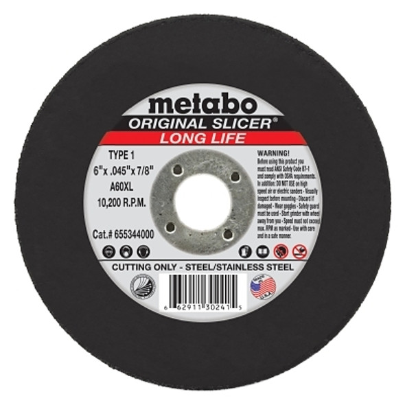 Original Slicer® Cutting Wheel, 6 in dia, 0.045 in Thick, 7/8 in Arbor, 36 Grit , AO