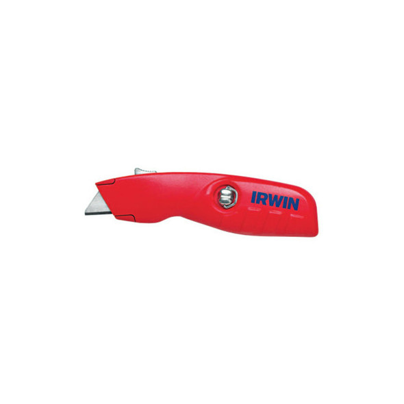 Self-Retracting Safety Knife, 6 in Length, Bi-Metal Blade, Aluminum, Red