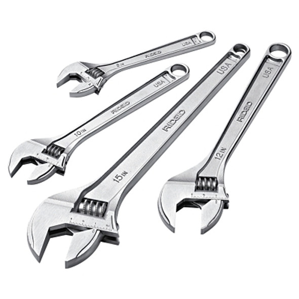 Adjustable Wrenches, 10 in Long, 1 1/8 in Opening, Cobalt Plated Adjustable Wrenches, 10 in Long, 1 1/8 in Opening, Cobalt Plated
