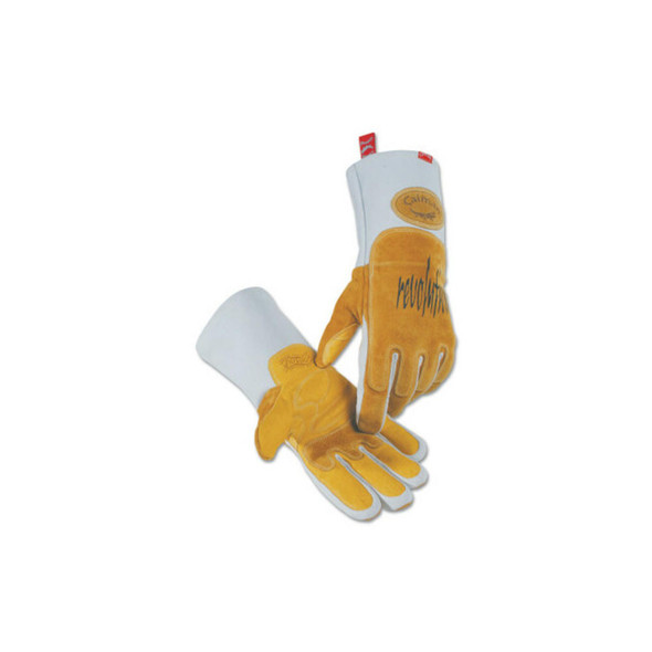 1868 revolution® Goat Grain FR Back Unlined Palm TIG/MIG Welding Gloves, X-Large, Gold/White, 4 in cuff