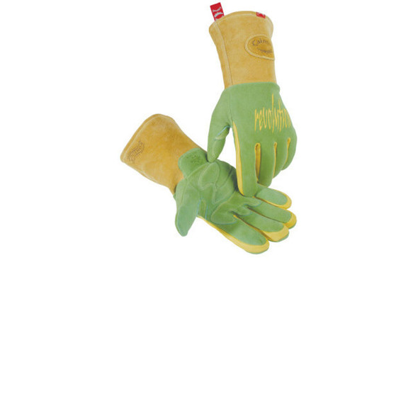 1816 revolution® Deerskin FR Foam Fleece Lined MIG/Stick Welding Gloves, Large, Green/Gold