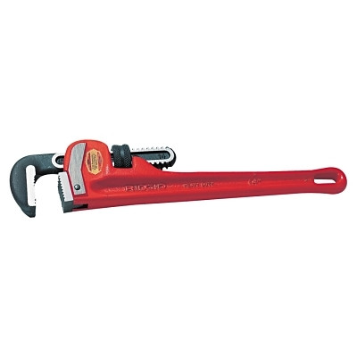 Heavy-Duty Straight Pipe Wrench, Steel Jaw, 14 in