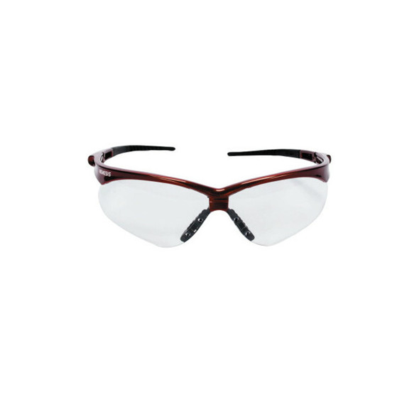 V30 Nemesis™ Safety Glasses, Clear, Polycarbonate Lens, Anti-Fog, Red Frame/Temples, Nylon