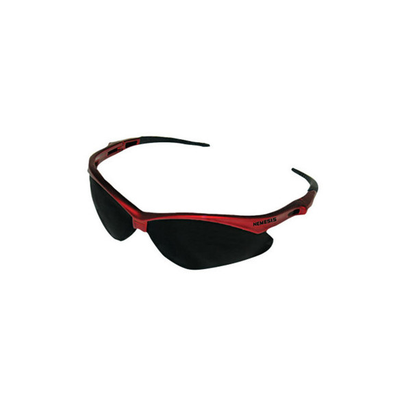 V30 Nemesis™ Safety Glasses, Smoke, Polycarbonate Lens, Anti-Fog, Red Frame/Temples, Nylon