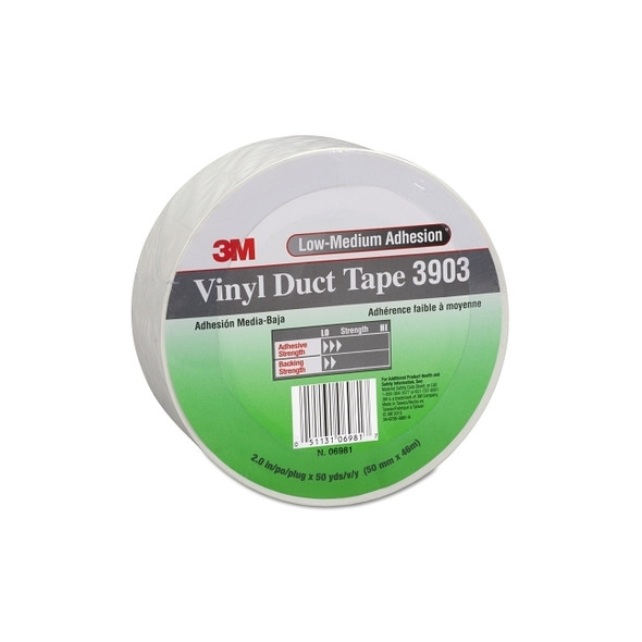 Vinyl Duct Tape 3903, White, 2 in x 50 yd x 6.5 mil