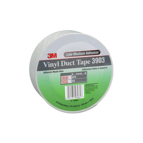 Vinyl Duct Tape 3903, White, 2 in x 50 yd x 6.5 mil Vinyl Duct Tape 3903, White, 2 in x 50 yd x 6.5 mil