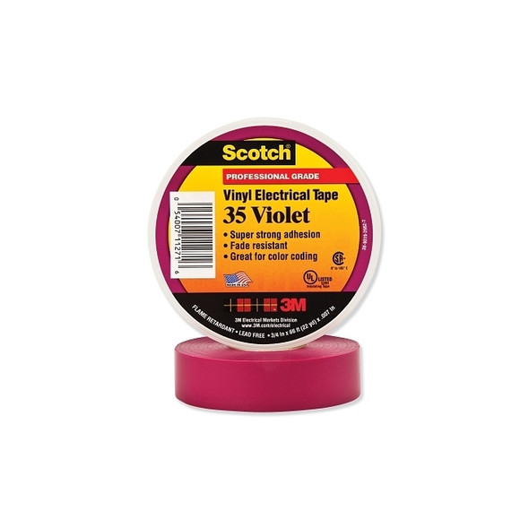 Vinyl Electrical Color Coding Tape, 35, 3/4 in W x 66 ft L, Violet