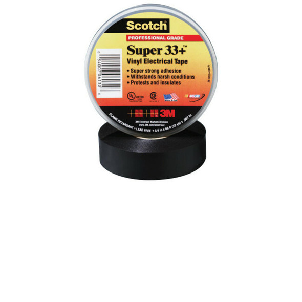 Super 33+™ Vinyl Electrical Tape, 44 ft L x 3/4 in W, Black