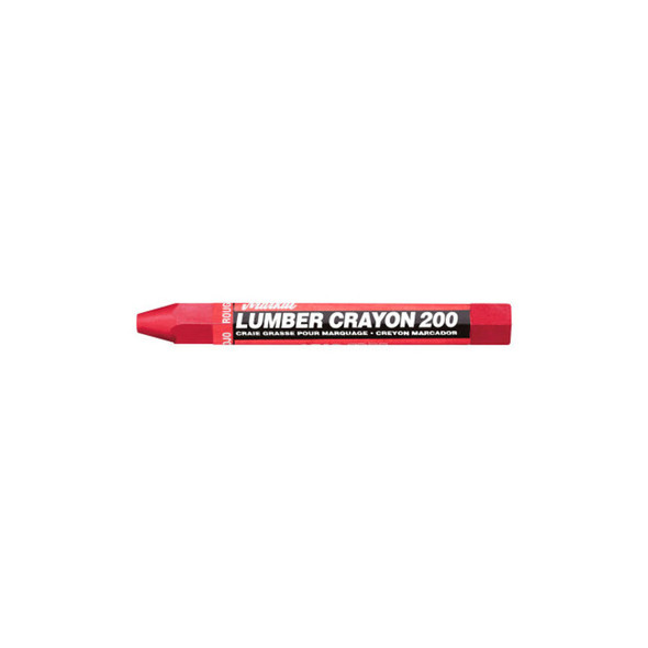 Lumber Crayon #200, 1/2 in dia, 4.75 in L, Red