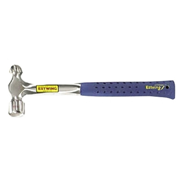 Ball Pein Hammer, Straight Blue Shock Reduction Grip® Handle, 13.25 in Overall L, 16 oz Steel Head