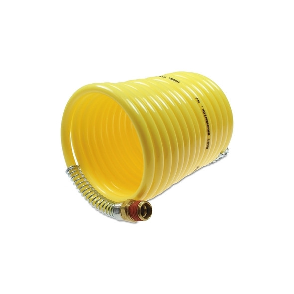 Nylon Self-Storing Air Hoses, 1/4 in I.D., 25 ft, 2 Swivel Fittings