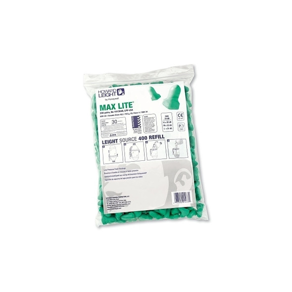 Earplug Dispenser Refill, Foam, Green, Uncorded, MAXIMUM LITE