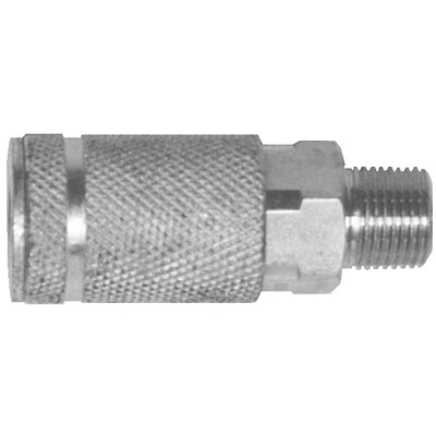Air Chief Industrial Semi-Auto Coupler, Pipe Thread, 1/4 in Body Size, 1/4 in (NPT) M, Brass