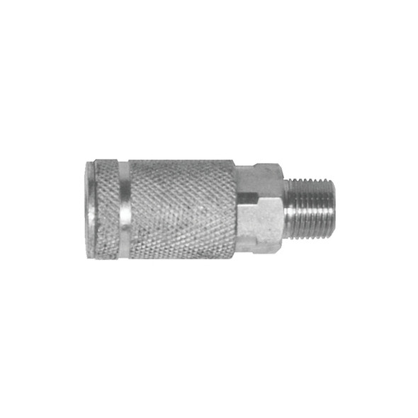 Air Chief Industrial Semi-Auto Coupler, Pipe Thread, 1/4 in Body Size, 1/4 in (NPT) M, Brass