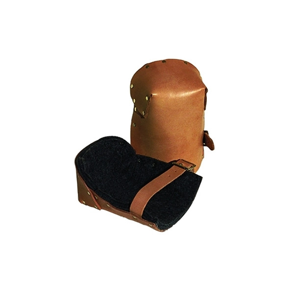 Leather Pro Knee Pad, Strap/Buckle, Russet