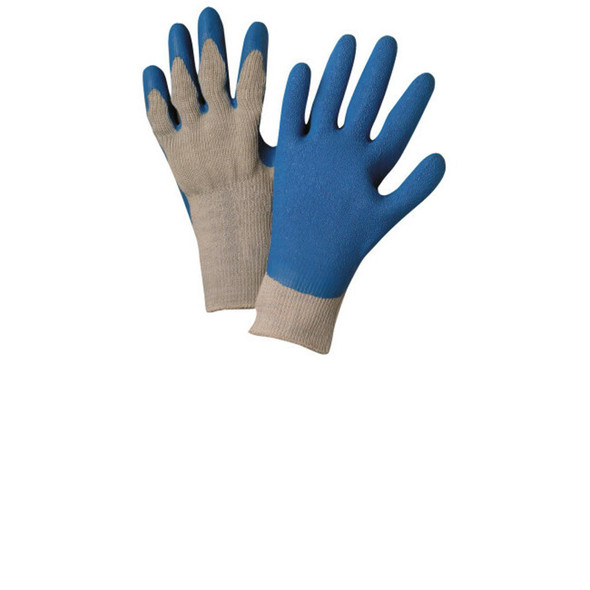 Latex Coated Gloves, Large, Blue/Gray