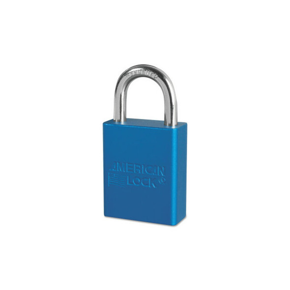 Solid Aluminum Padlocks, 1/4 in Dia, 1 in L X 3/4 in W, Blue