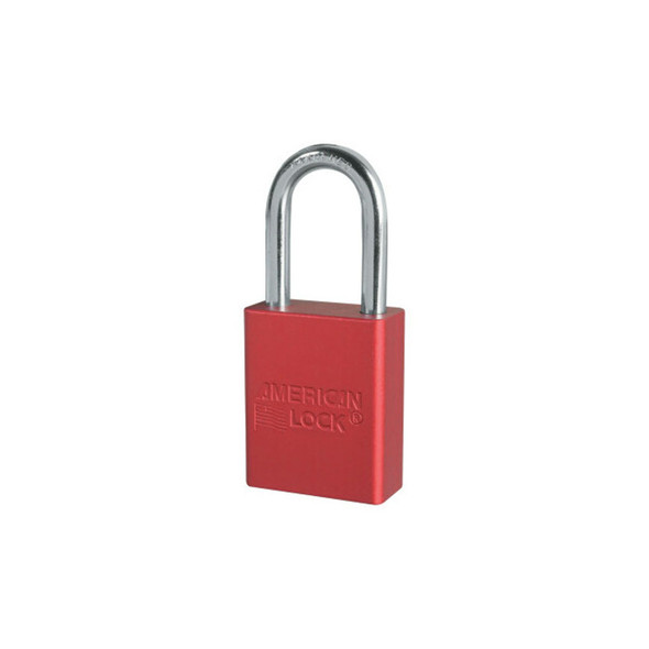 Solid Aluminum Padlock, 1/4 in dia, 1-1/2 in L x 3/4 in W, Red
