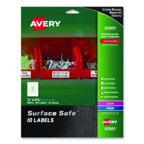 Avery® LABEL,7/8X2/8",REM,825,WH 61501