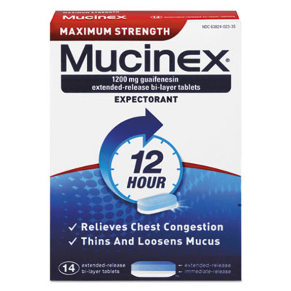Mucinex® Maximum Strength Expectorant, 14 Tablets/box 63824-02314