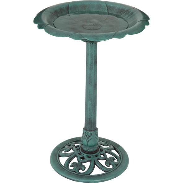 Best Garden Antique Verdigris Flower Pedestal Bird Bath B014-V