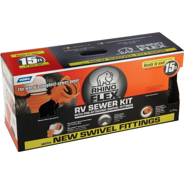 Camco 15 Ft. RhinoFlex RV Sewer Kit 39761 576898