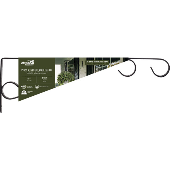 National Hardware 15 In. Black Steel Hanging Plant Bracket National Hardware 15 In. Black Steel Hanging Plant Bracket