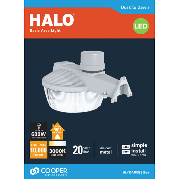 Halo Gray Dusk To Dawn LED Outdoor Area Light Fixture, 10,000 Lm. ALS10A40GY 527791