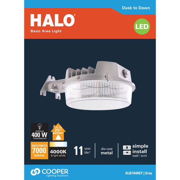 Halo Gray Dusk To Dawn LED Outdoor Area Light Fixture, 7000 Lm. Halo Gray Dusk To Dawn LED Outdoor Area Light Fixture, 7000 Lm.