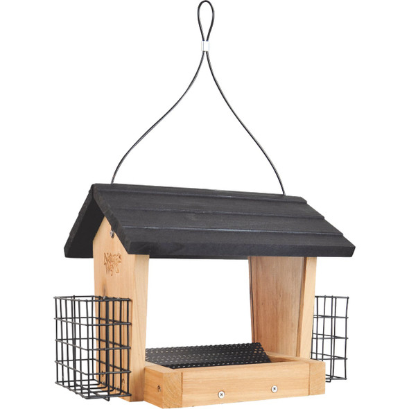 Nature's Way 3 Qt. Natural Cedar Hopper Feeder with Suet Cages WWCF28-CP1