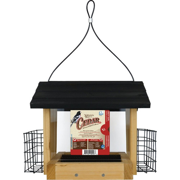 Nature's Way 3 Qt. Natural Cedar Hopper Feeder with Suet Cages WWCF28-CP1 704631